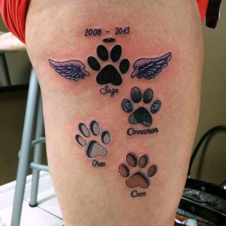 Paw Print Heart Angel Wings Temporary Tattoo Dog Angel Wings Dog Tattoos, Pawprint Tattoo, Paw Tattoo